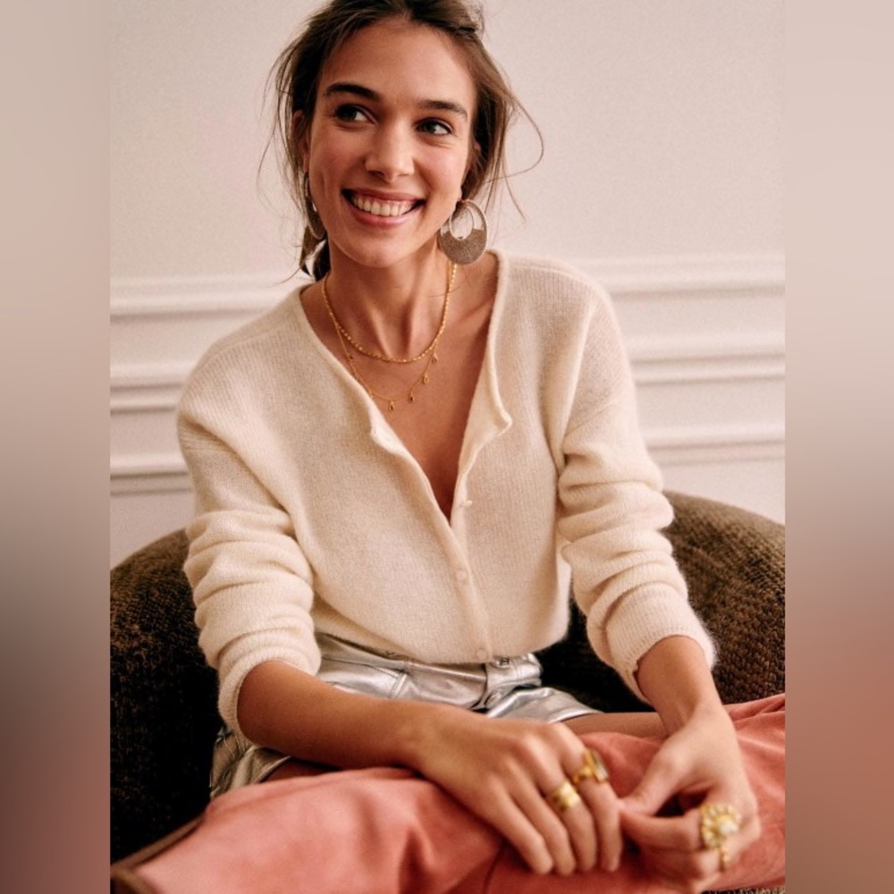 Sezane Gaspard Cardigan in Cream. Size XXS. Excellent condition.